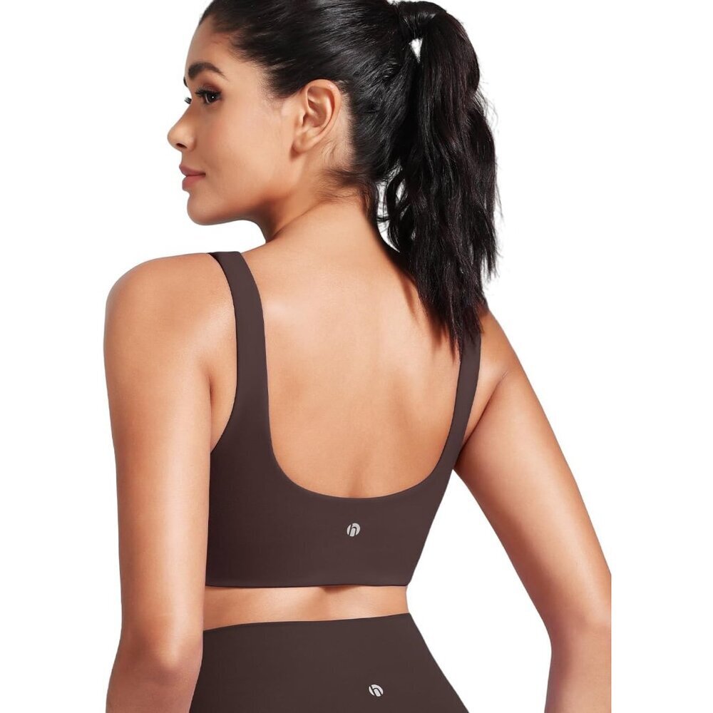 Womens U Back Sports Bra Nylon Lycra Medium Support Padded Yoga Workout - Picture 1 of 5